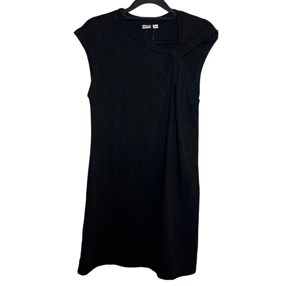 NWT Gap Slub Tie‎ Sleeve T-Shirt Mini Dress Black Size XS Knot Open Minimalist - Picture 5 of 11